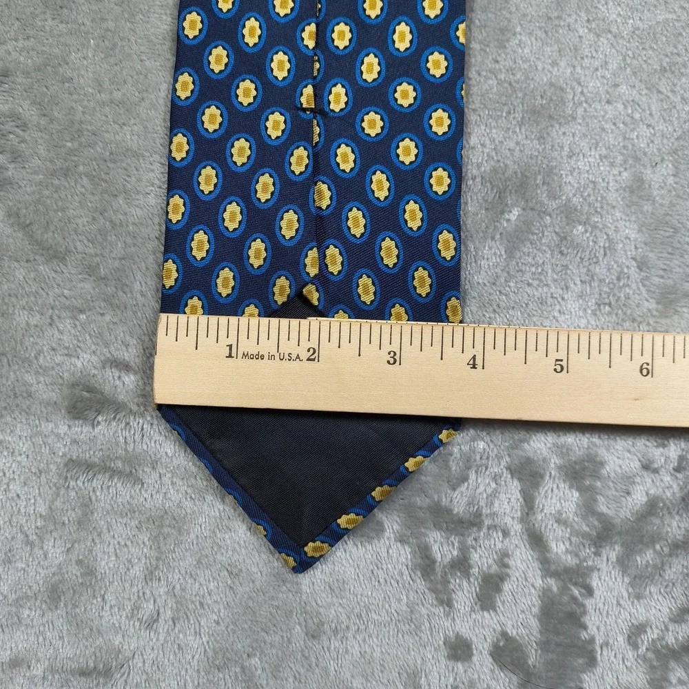 Vintage Valentino Tie Mens 57x3.75 Blue Floral Polka Dot Silk Giovanni Italy